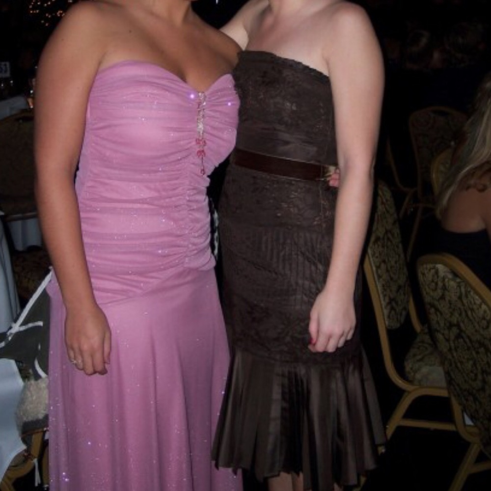 Brown Banana Republic lace/pleated cocktail dress size 2/XS silk